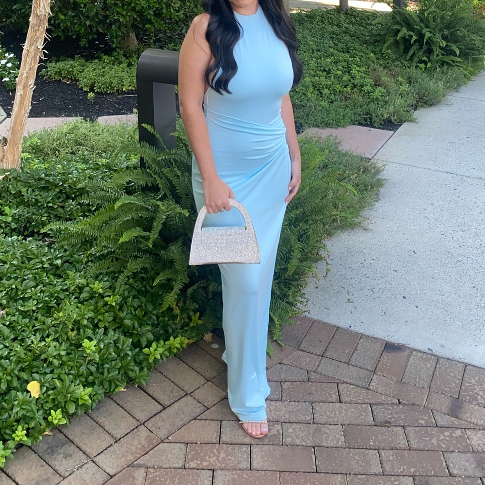 Peppermayo Light Blue Halter Maxi Dress
